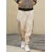 Men 100  Cotton Patchwork Color Block Elastic Waist Ankle Length Casual Pants