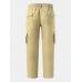 Men Solid Color Utility Pocket Street Elastic Waist Casual Cargo Pants