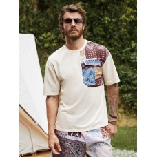 Men Paisley Patchwork Stitching Leisure All Matched T  Shirts