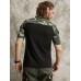 Men Camo Print Patchwork Front Zip Skin Friendly Short Sleeve Casual T  Shirt