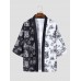 Mens Two Tone Tiger Print Hit Trim Front Open Kimonos