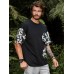 Men Floral Pocket Stitching Camping Style Soft Breathable T  Shirts