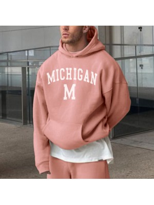 Letter pattern casual loose plush hoodie HF3007-03-02