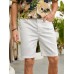 Men Solid Color Brief Double Pockets Shorts All Matched Zip Knee Length Casual Jeans