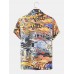 Men Letter Graffiti Single Pocket Leisure All Matched Skin Friendly Shirts