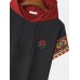 Mens Rose Ethnic Geometric Print Short Sleeve Drawstring Hooded T  Shirts