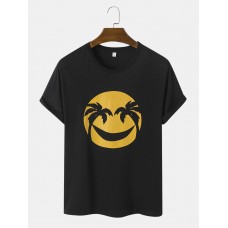 Men Cotton Smile Face Print Graceful Leisure All Matched T  Shirts