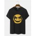 Men Cotton Smile Face Print Graceful Leisure All Matched T  Shirts