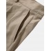 Men Solid Pleats Suit Pants Button Side Pockets Casual Trousers