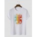 Men Cotton Letter   Coconut Tree Hawaii All Matched Skin Friendly Crew Neck T  Shirts