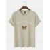 Men Letter Graphic Butterfly Hem Cuff All Matched Skin Friendly T  Shirts