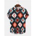 Mens Retro Geometric Print Hem Cuff All Matched Shirts