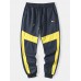 Men Jogger Sweatpants Colorblock Elastic Waist Ankle Length Pants