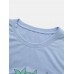 Men Palm Tree   Letter Print Casual All Matched Skin Friendly Crew Neck T  Shirts