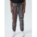 Mens Vintage Floral Geometric Print Side Stripe Loose Drawstring Pants