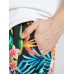 Mens Tropical Pineapple Print Holiday Mid Length Drawstring Shorts