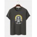 Men Cotton Funny Skull Rainbow Print Leisure All Matched T  Shirts