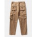 Mens Utility 100  Cotton Solid Color Casual Zipper Fly Cargo Pants