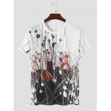 Men Splash Ink Sketches Graffiti Soft Graceful Leisure All Matched T  Shirts