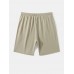 Men Solid Applique Drawstring Elastic Waist Shorts