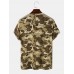 Men Gingham   Camo Print Single Pocket Hem Cuff Skin Friendly Short Sleeve T  Shirt