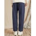 Men Corduroy Solid Elastic Waist Ankle Length Casual Pockets Pants