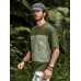 Men Flat Pocket Stitching Colorblock Camping Soft Breathable T  Shirts