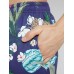 Mens Tropical Plants Print Holiday Loose Drawstring Shorts