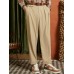 Men Solid Pleats Suit Pants Button Side Pockets Casual Trousers