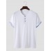 Men Contrast Trim Front Buttons O Neck Soft Breathable All Matched Leisure T  Shirt