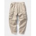 Mens Utility 100  Cotton Solid Color Casual Zipper Fly Cargo Pants