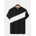 Men Contrast Colorblock Skin Friendly Short Sleeve Brief Style Casual T  Shirt