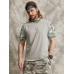 Men Camo Patchwork Icon Pattern Half Zip Soft Breathable Short Sleeve T  Shirt