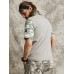 Men Camo Patchwork Icon Pattern Half Zip Soft Breathable Short Sleeve T  Shirt