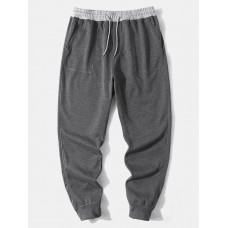 Men Patchwork Loose Drawstring Jogging Sweatpants