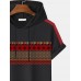 Mens Ethnic Geometric Print Side Stripe Short Sleeve Hooded T  Shirts