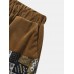 Mens Tribal Pattern Patchwork Ethnic Style Corduroy Drawstring Shorts