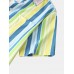 Men Tropical Leaf   Striped Print Two Tone Lifeful Single Pocket Soft Breathable Shirts